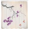Ambesonne Japanese Shower Curtain, Cherry Blossom Sakura Tree Branches Romantic Spring Themed Watercolor Picture, Cloth Fabric Bathroom Decor Set with Hooks, 70″ Long, Pale Purple(Pale Fuchsia)