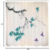 Ambesonne Japanese Shower Curtain, Cherry Blossom Sakura Tree Branches Romantic Spring Themed Watercolor Picture, Cloth Fabric Bathroom Decor Set with Hooks, 70″ Long, Pale Purple(Purple Beige)