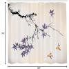 Ambesonne Japanese Shower Curtain, Cherry Blossom Sakura Tree Branches Romantic Spring Themed Watercolor Picture, Cloth Fabric Bathroom Decor Set with Hooks, 70″ Long, Pale Purple(Purple Grey)