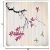 Ambesonne Japanese Shower Curtain, Cherry Blossom Sakura Tree Branches Romantic Spring Themed Watercolor Picture, Cloth Fabric Bathroom Decor Set with Hooks, 70″ Long, Pale Purple(Dried Rose)