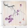 Ambesonne Japanese Shower Curtain, Cherry Blossom Sakura Tree Branches Romantic Spring Themed Watercolor Picture, Cloth Fabric Bathroom Decor Set with Hooks, 70″ Long, Pale Purple(Pale Fuchsia)
