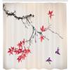 Ambesonne Japanese Shower Curtain, Cherry Blossom Sakura Tree Branches Romantic Spring Themed Watercolor Picture, Cloth Fabric Bathroom Decor Set with Hooks, 70″ Long, Pale Purple(Coral Fuchsia)