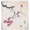 Ambesonne Japanese Shower Curtain, Cherry Blossom Sakura Tree Branches Romantic Spring Themed Watercolor Picture, Cloth Fabric Bathroom Decor Set with Hooks, 70″ Long, Pale Purple(Dried Rose)
