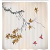 Ambesonne Japanese Shower Curtain, Cherry Blossom Sakura Tree Branches Romantic Spring Themed Watercolor Picture, Cloth Fabric Bathroom Decor Set with Hooks, 70″ Long, Pale Purple(Dark Khaki)