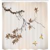 Ambesonne Japanese Shower Curtain, Cherry Blossom Sakura Tree Branches Romantic Spring Themed Watercolor Picture, Cloth Fabric Bathroom Decor Set with Hooks, 70″ Long, Pale Purple(Cocoa Beige)