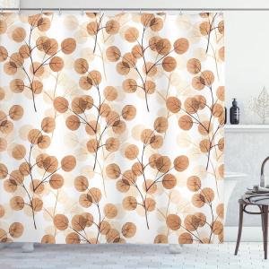 Ambesonne Damask Shower Curtain, Vintage Style Floral Pattern Abstract Romantic Bouquet Greenery Art Print, Cloth Fabric Bathroom Decor Set with Hooks, 69″ W x 70″ L, Warm Taupe(Dark Peach)