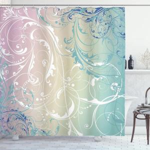 Ambesonne Damask Shower Curtain, Vintage Style Floral Pattern Abstract Romantic Bouquet Greenery Art Print, Cloth Fabric Bathroom Decor Set with Hooks, 69″ W x 70″ L, Warm Taupe(Seafoam White)
