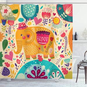 Ambesonne Damask Shower Curtain, Vintage Style Floral Pattern Abstract Romantic Bouquet Greenery Art Print, Cloth Fabric Bathroom Decor Set with Hooks, 69″ W x 70″ L, Warm Taupe(Pink Orange)