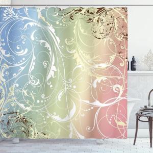 Ambesonne Damask Shower Curtain, Vintage Style Floral Pattern Abstract Romantic Bouquet Greenery Art Print, Cloth Fabric Bathroom Decor Set with Hooks, 69″ W x 70″ L, Warm Taupe(Pale Sky)