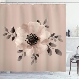 Ambesonne Damask Shower Curtain, Vintage Style Floral Pattern Abstract Romantic Bouquet Greenery Art Print, Cloth Fabric Bathroom Decor Set with Hooks, 69″ W x 70″ L, Warm Taupe(Dark Tan)