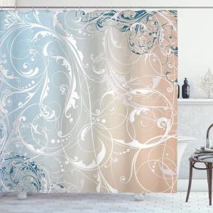 Ambesonne Damask Shower Curtain, Vintage Style Floral Pattern Abstract Romantic Bouquet Greenery Art Print, Cloth Fabric Bathroom Decor Set with Hooks, 69″ W x 70″ L, Warm Taupe(Champagne Dust)
