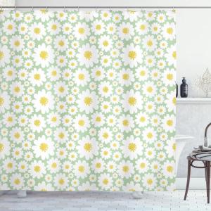 Ambesonne Damask Shower Curtain, Vintage Style Floral Pattern Abstract Romantic Bouquet Greenery Art Print, Cloth Fabric Bathroom Decor Set with Hooks, 69″ W x 70″ L, Warm Taupe(Pale Sage)