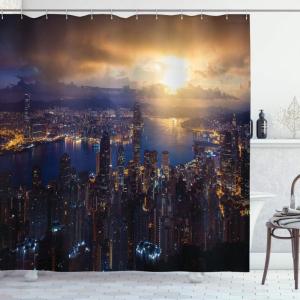 Ambesonne Damask Shower Curtain, Vintage Style Floral Pattern Abstract Romantic Bouquet Greenery Art Print, Cloth Fabric Bathroom Decor Set with Hooks, 69″ W x 70″ L, Warm Taupe(Yellow Blue)