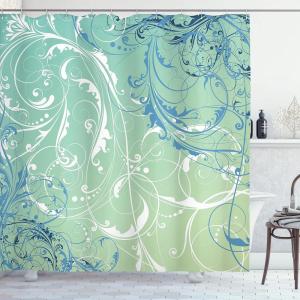 Ambesonne Damask Shower Curtain, Vintage Style Floral Pattern Abstract Romantic Bouquet Greenery Art Print, Cloth Fabric Bathroom Decor Set with Hooks, 69″ W x 70″ L, Warm Taupe(Fern Green)