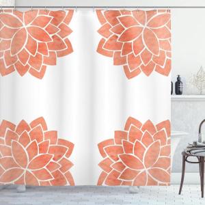 Ambesonne Damask Shower Curtain, Vintage Style Floral Pattern Abstract Romantic Bouquet Greenery Art Print, Cloth Fabric Bathroom Decor Set with Hooks, 69″ W x 70″ L, Warm Taupe(Sienna)