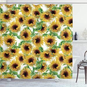 Ambesonne Damask Shower Curtain, Vintage Style Floral Pattern Abstract Romantic Bouquet Greenery Art Print, Cloth Fabric Bathroom Decor Set with Hooks, 69″ W x 70″ L, Warm Taupe(Dandellion Green)