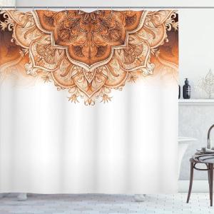 Ambesonne Damask Shower Curtain, Vintage Style Floral Pattern Abstract Romantic Bouquet Greenery Art Print, Cloth Fabric Bathroom Decor Set with Hooks, 69″ W x 70″ L, Warm Taupe(Burnt Orange)