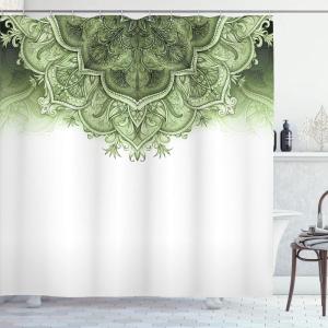 Ambesonne Damask Shower Curtain, Vintage Style Floral Pattern Abstract Romantic Bouquet Greenery Art Print, Cloth Fabric Bathroom Decor Set with Hooks, 69″ W x 70″ L, Warm Taupe(Light Green)