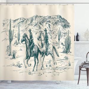 Ambesonne Damask Shower Curtain, Vintage Style Floral Pattern Abstract Romantic Bouquet Greenery Art Print, Cloth Fabric Bathroom Decor Set with Hooks, 69″ W x 70″ L, Warm Taupe(Cream Teal)