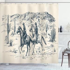 Ambesonne Damask Shower Curtain, Vintage Style Floral Pattern Abstract Romantic Bouquet Greenery Art Print, Cloth Fabric Bathroom Decor Set with Hooks, 69″ W x 70″ L, Warm Taupe(Slate Blue)