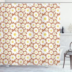 Ambesonne Damask Shower Curtain, Vintage Style Floral Pattern Abstract Romantic Bouquet Greenery Art Print, Cloth Fabric Bathroom Decor Set with Hooks, 69″ W x 70″ L, Warm Taupe(Cinnamon White)
