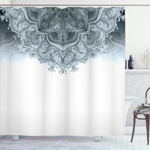 Ambesonne Damask Shower Curtain, Vintage Style Floral Pattern Abstract Romantic Bouquet Greenery Art Print, Cloth Fabric Bathroom Decor Set with Hooks, 69″ W x 70″ L, Warm Taupe(Grey Blue)
