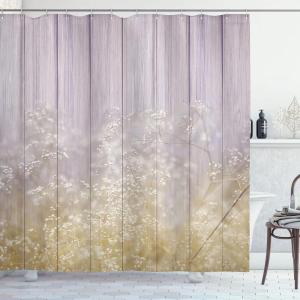 Ambesonne Damask Shower Curtain, Vintage Style Floral Pattern Abstract Romantic Bouquet Greenery Art Print, Cloth Fabric Bathroom Decor Set with Hooks, 69″ W x 70″ L, Warm Taupe(Pale Earth)