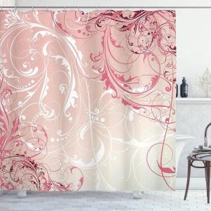 Ambesonne Damask Shower Curtain, Vintage Style Floral Pattern Abstract Romantic Bouquet Greenery Art Print, Cloth Fabric Bathroom Decor Set with Hooks, 69″ W x 70″ L, Warm Taupe(Cream Almond)
