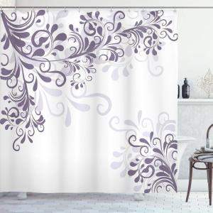 Ambesonne Damask Shower Curtain, Vintage Style Floral Pattern Abstract Romantic Bouquet Greenery Art Print, Cloth Fabric Bathroom Decor Set with Hooks, 69″ W x 70″ L, Warm Taupe(Pale Eggplant)