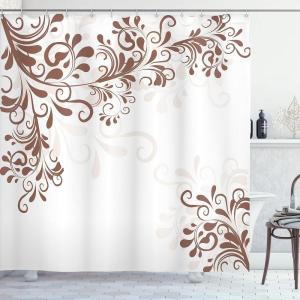 Ambesonne Damask Shower Curtain, Vintage Style Floral Pattern Abstract Romantic Bouquet Greenery Art Print, Cloth Fabric Bathroom Decor Set with Hooks, 69″ W x 70″ L, Warm Taupe(Pale Chocolate)