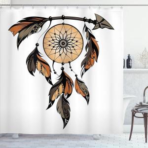 Ambesonne Damask Shower Curtain, Vintage Style Floral Pattern Abstract Romantic Bouquet Greenery Art Print, Cloth Fabric Bathroom Decor Set with Hooks, 69″ W x 70″ L, Warm Taupe(Charcoal Grey)
