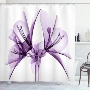 Ambesonne Damask Shower Curtain, Vintage Style Floral Pattern Abstract Romantic Bouquet Greenery Art Print, Cloth Fabric Bathroom Decor Set with Hooks, 69″ W x 70″ L, Warm Taupe(Violet White)