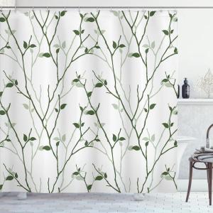 Ambesonne Damask Shower Curtain, Vintage Style Floral Pattern Abstract Romantic Bouquet Greenery Art Print, Cloth Fabric Bathroom Decor Set with Hooks, 69″ W x 70″ L, Warm Taupe(Reseda Green)