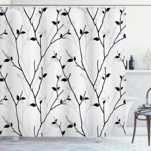 Ambesonne Damask Shower Curtain, Vintage Style Floral Pattern Abstract Romantic Bouquet Greenery Art Print, Cloth Fabric Bathroom Decor Set with Hooks, 69″ W x 70″ L, Warm Taupe(Coconut Black)