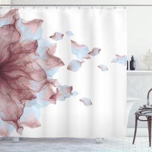 Ambesonne Floral Shower Curtain, Bouquet with Swirled Branches Romantic Paper Flowers Origami Autumn Blooms Image, Cloth Fabric Bathroom Decor Set with Hooks, 69″ W x 84″ L, Mint Orange(Dried Rose)