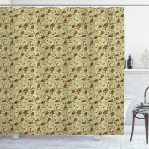 Ambesonne Floral Shower Curtain, Bouquet with Swirled Branches Romantic Paper Flowers Origami Autumn Blooms Image, Cloth Fabric Bathroom Decor Set with Hooks, 69″ W x 84″ L, Mint Orange(Pale Green Brown)