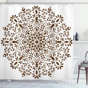 Ambesonne Floral Shower Curtain, Bouquet with Swirled Branches Romantic Paper Flowers Origami Autumn Blooms Image, Cloth Fabric Bathroom Decor Set with Hooks, 69″ W x 84″ L, Mint Orange(Brown and White)