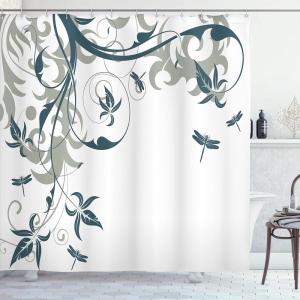 Ambesonne Floral Shower Curtain, Bouquet with Swirled Branches Romantic Paper Flowers Origami Autumn Blooms Image, Cloth Fabric Bathroom Decor Set with Hooks, 69″ W x 84″ L, Mint Orange(Dark Emerald)
