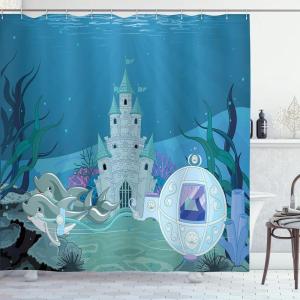 Ambesonne Floral Shower Curtain, Bouquet with Swirled Branches Romantic Paper Flowers Origami Autumn Blooms Image, Cloth Fabric Bathroom Decor Set with Hooks, 69″ W x 84″ L, Mint Orange(Turquoise Teal)