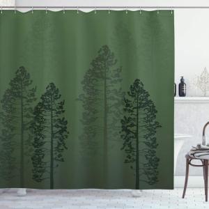 Ambesonne Floral Shower Curtain, Bouquet with Swirled Branches Romantic Paper Flowers Origami Autumn Blooms Image, Cloth Fabric Bathroom Decor Set with Hooks, 69″ W x 84″ L, Mint Orange(Forest Green)