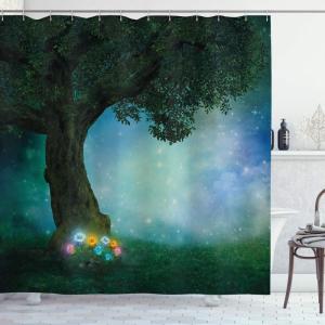 Ambesonne Floral Shower Curtain, Bouquet with Swirled Branches Romantic Paper Flowers Origami Autumn Blooms Image, Cloth Fabric Bathroom Decor Set with Hooks, 69″ W x 84″ L, Mint Orange(Multicolor Forest Green)