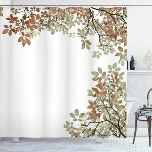 Ambesonne Floral Shower Curtain, Bouquet with Swirled Branches Romantic Paper Flowers Origami Autumn Blooms Image, Cloth Fabric Bathroom Decor Set with Hooks, 69″ W x 84″ L, Mint Orange(Cinnamon and White)