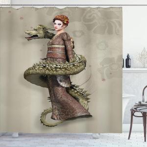Ambesonne Floral Shower Curtain, Bouquet with Swirled Branches Romantic Paper Flowers Origami Autumn Blooms Image, Cloth Fabric Bathroom Decor Set with Hooks, 69″ W x 84″ L, Mint Orange(Eggshell Green)