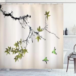 Ambesonne Japanese Shower Curtain, Cherry Blossom Sakura Tree Branches Romantic Spring Themed Watercolor Picture, Cloth Fabric Bathroom Decor Set with Hooks, 70″ Long, Pale Purple(Dark Grey)