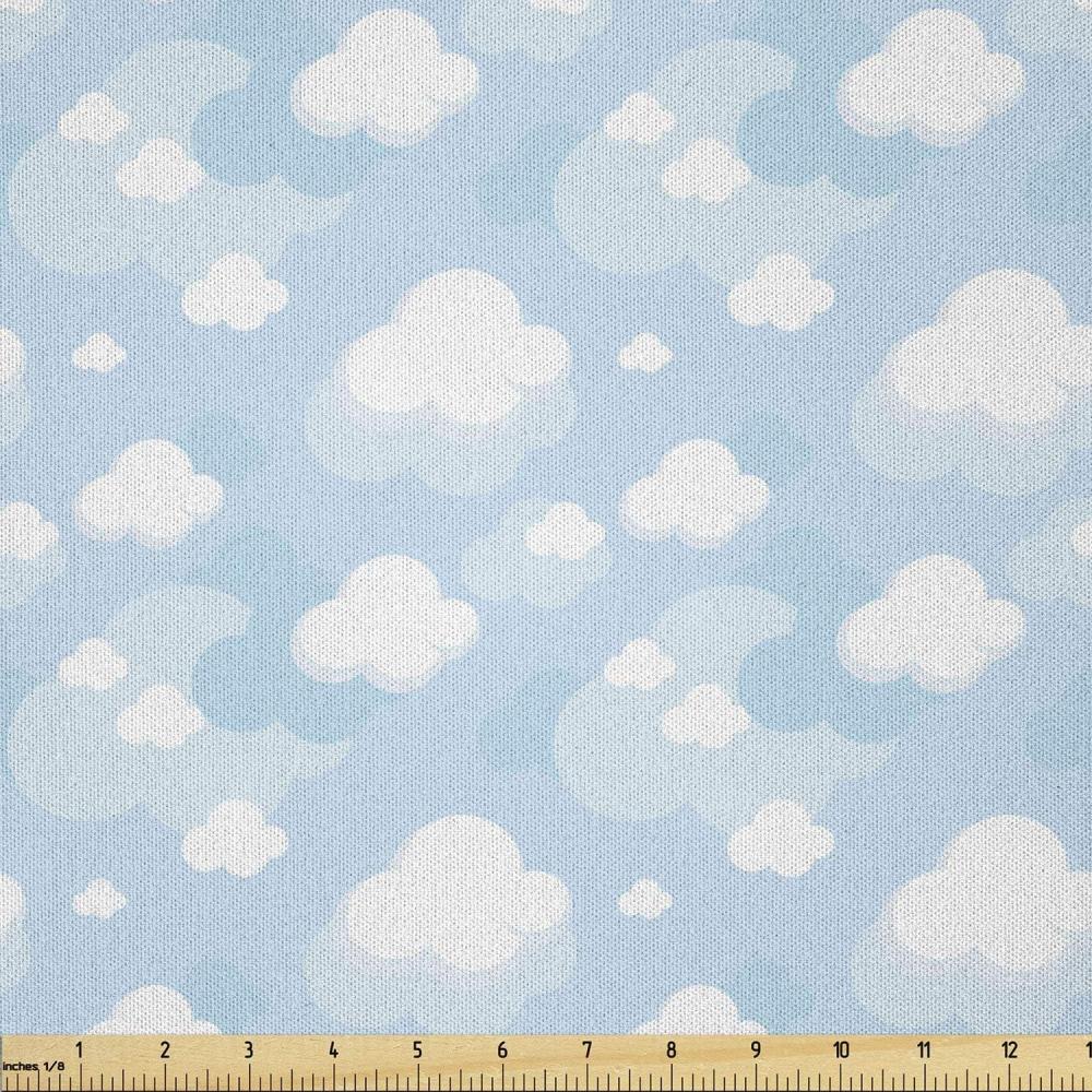 imageAmbesonne Blue Sky Fabric by The Yard Continuous Fluffy Clouds Motifs Cartoon Style Rhythmic Design Pattern Microfiber Fabric for Arts and Crafts Textiles amp Decor 2 Yards Pale Blue WhiteBaby Blue and White