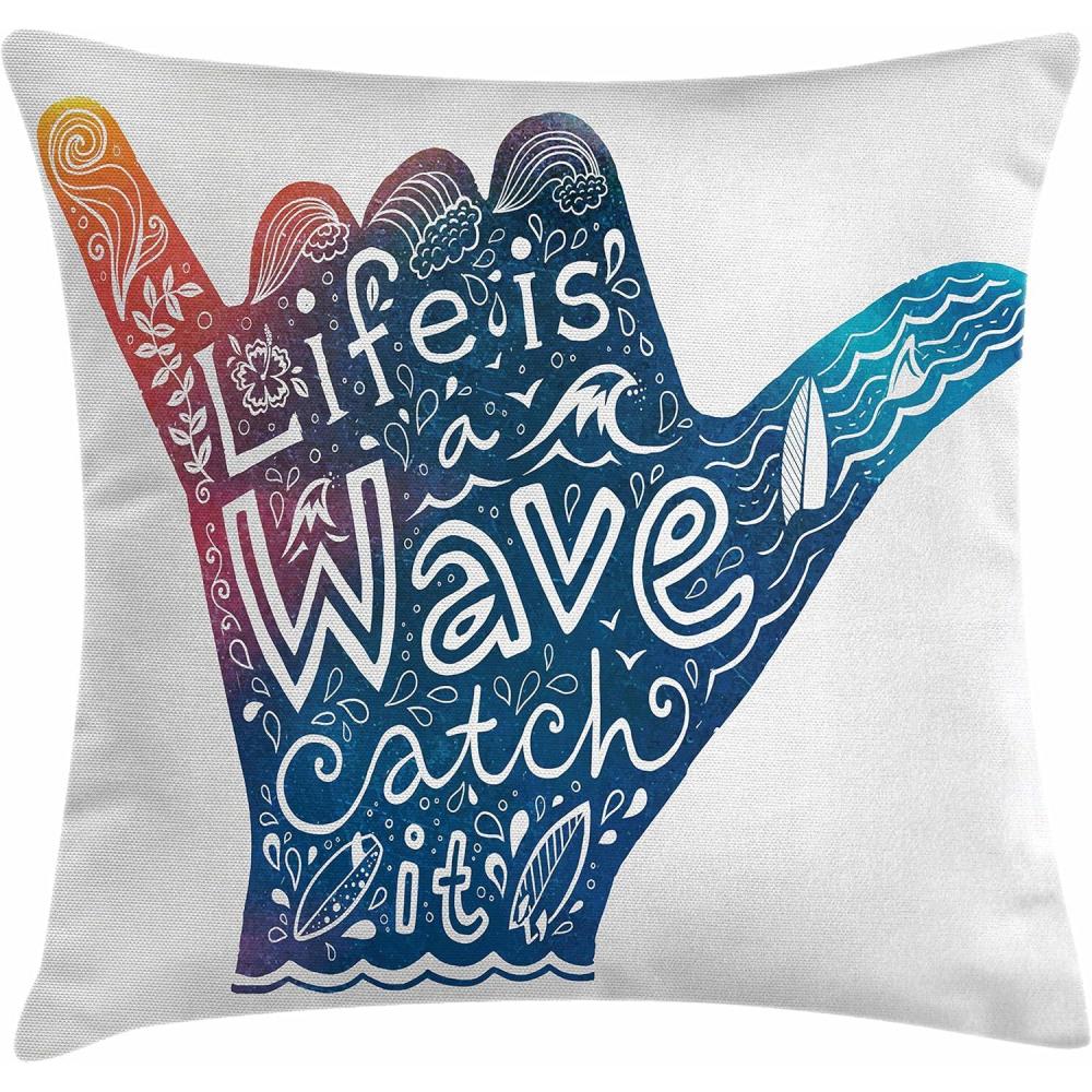 imageAmbesonne Retro Throw Pillow Cushion Cover Woman with Hair Super Speech Bubble Victory Sign Cartoon Pop Art Inspired Decorative Square Accent Pillow Case 24 X 24 Yellow PinkOrange Blue