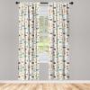 Ambesonne Cartoon Animal Window Curtains, Colorful Pastel Grunge Savannah Fauna Theme Savannah Funny Wildlife Pattern, Lightweight Decor 2-Panel Set with Rod Pocket, Pair of – 28″ x 63″, Green Beige