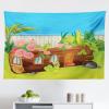 Ambesonne Caterpillar Tapestry, Caterpillars in the Backyard Cartoon Style Illustration with Flowers and Fence, Fabric Wall Hanging Decor for Bedroom Living Room Dorm, 28″ X 23″, Multicolor(Multicolor)