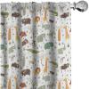 Ambesonne Cartoon Animal Window Curtains, Colorful Pastel Grunge Savannah Fauna Theme Savannah Funny Wildlife Pattern, Lightweight Decor 2-Panel Set with Rod Pocket, Pair of – 28″ x 63″, Green Beige