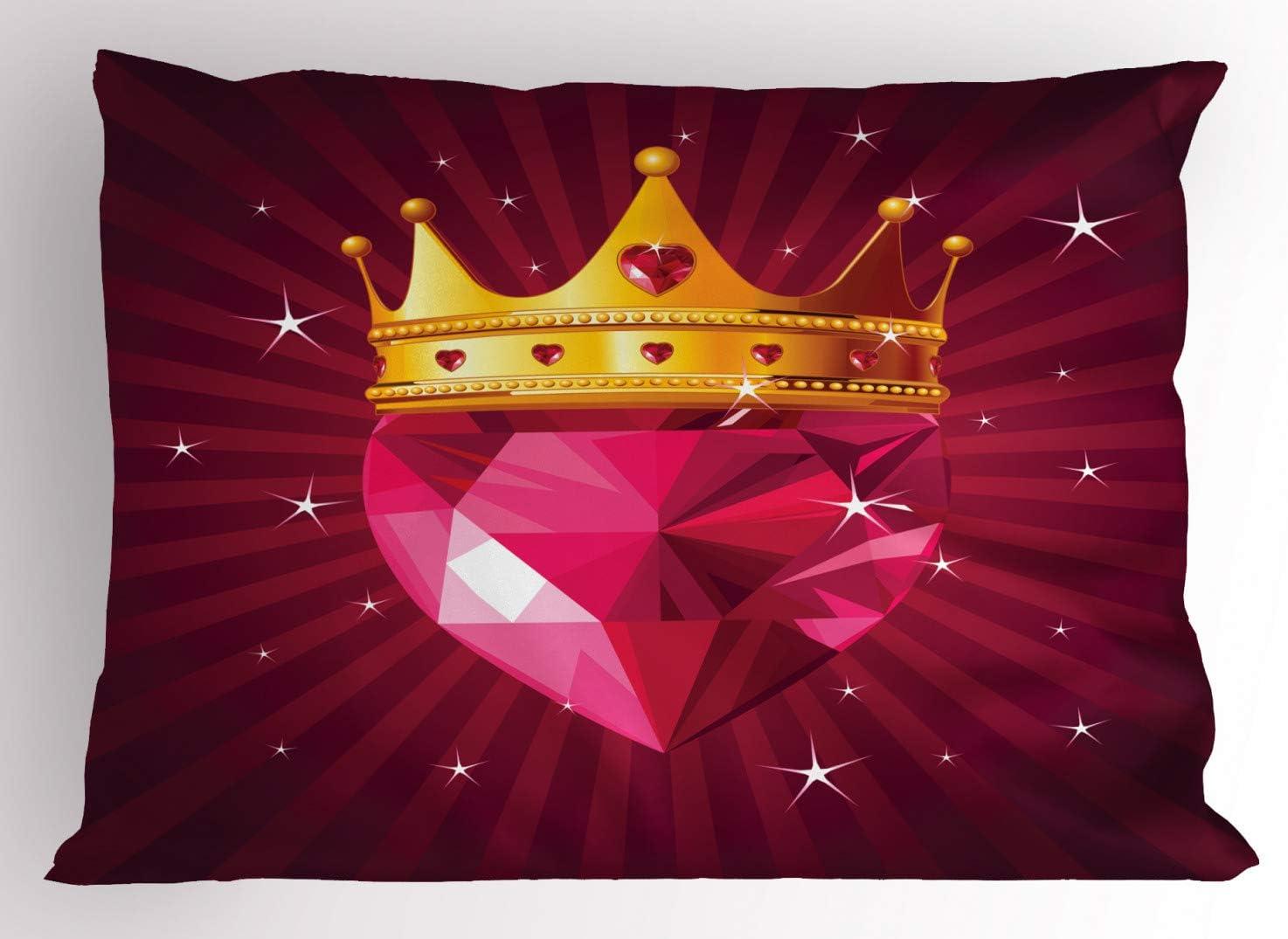 imageAmbesonne Grunge Pillow Sham Set of 2 Rainbow Color Heart Shapes Valentines Day Design Romantic His and Hers Theme Quality Microfiber Bedding Item for All Seasons 36 x 20 Red Blue YellowPink and Yellow
